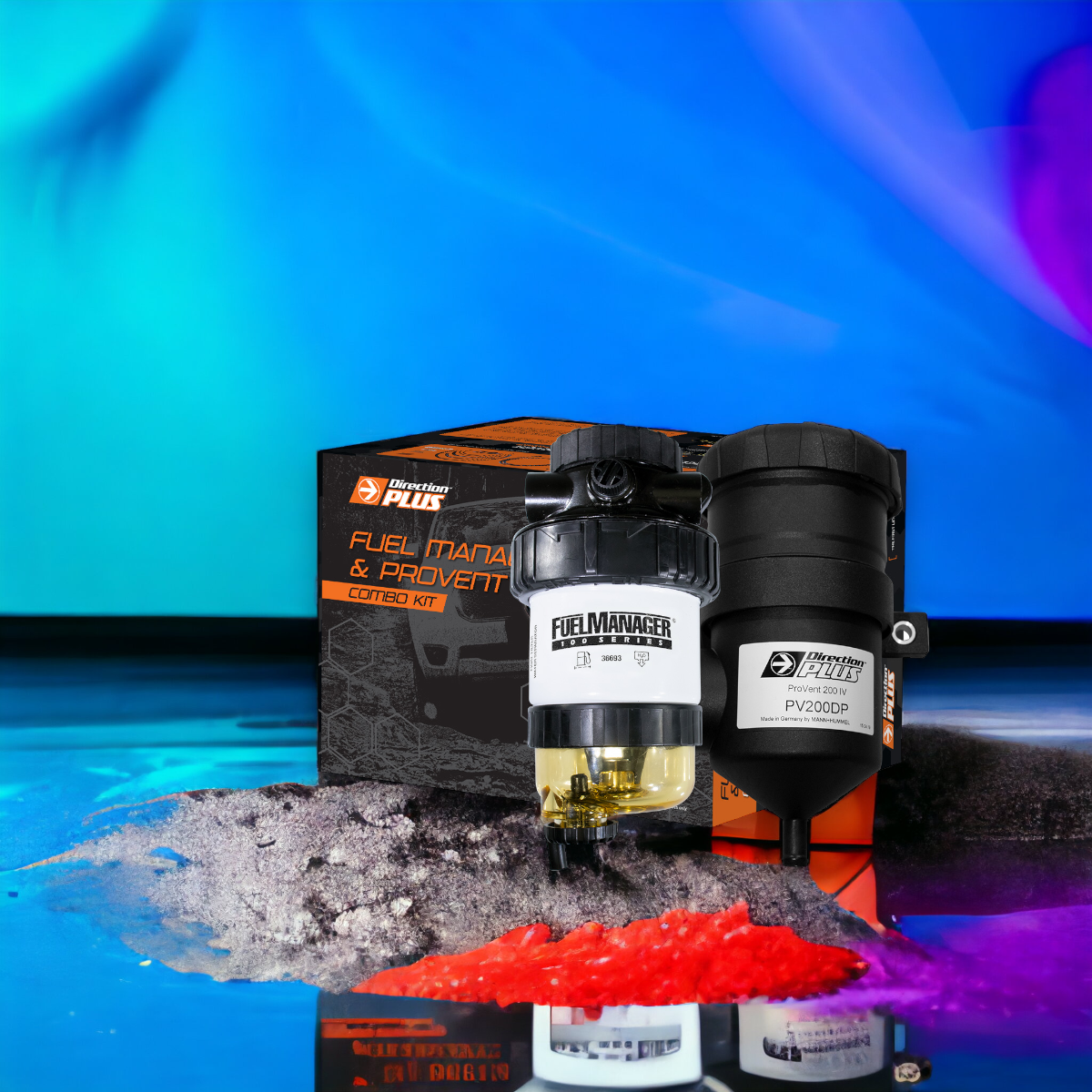 Fortuner 1GD Post Filter and Catch Can Kit by Direction Plus, dual or combo kits, featuring filters and catch can components.