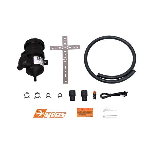 Direction Plus Hilux N70 ProVent catch can kit for 2005-2010 models, non-VSC version, with hoses and mounting components visible.