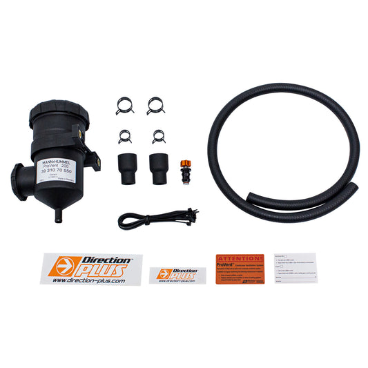 Navara D22 YD25 ProVent catch can kit by Direction Plus, installed in vehicle engine bay.