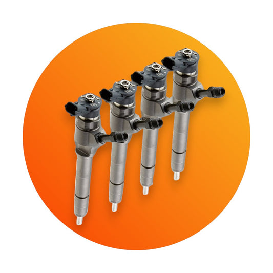 Bosch injector set for Ford Ranger PJ/PK 2.5L diesel, showing individual injector with nozzle detail.
