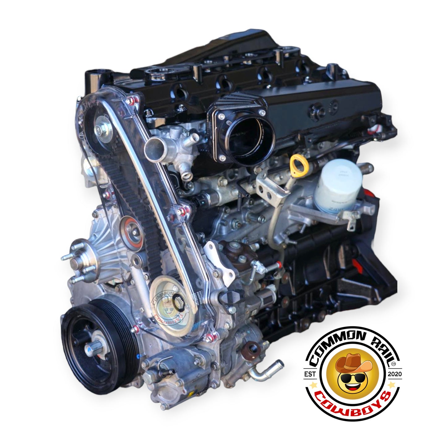 1KD-FTV Clear Timing Belt Cover installed on 1KD-FTV Engine