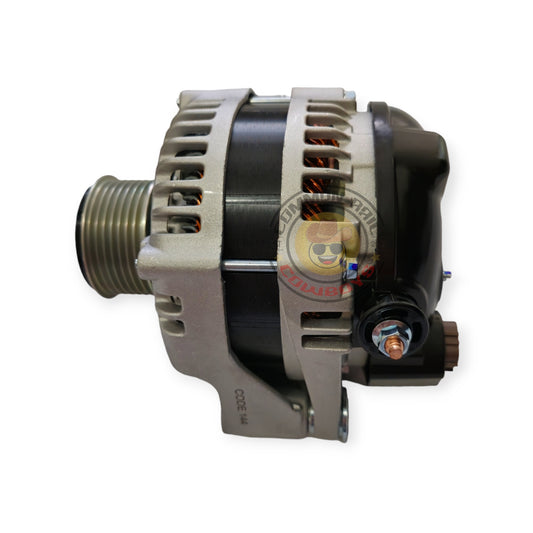 Jaylec 130A alternator 65-8591-2 for Hilux N70 1KD-FTV, rear view showing wiring terminals and mounting bracket.