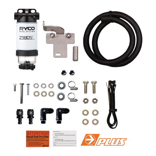 Ryco Pre-Filter Kit for Land Cruiser 70 Series by Direction Plus, showing filter components in the RC625DPK kit.
