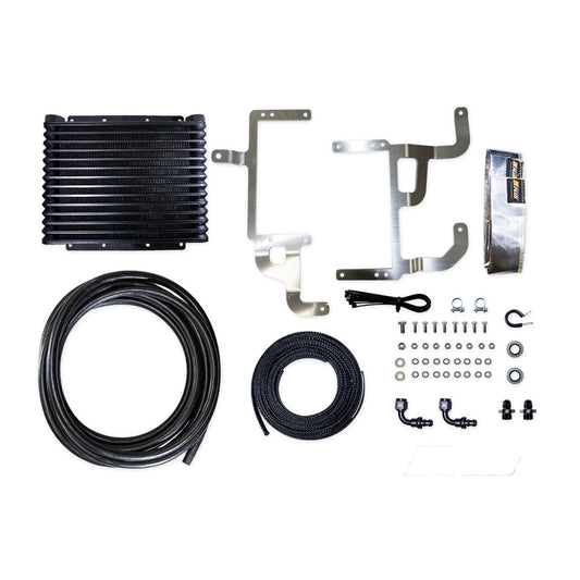 Direction Plus D-Max and BT-50 transmission cooler kit, model TCB646DPK, showing the compact, high-performance transmission cooler system.