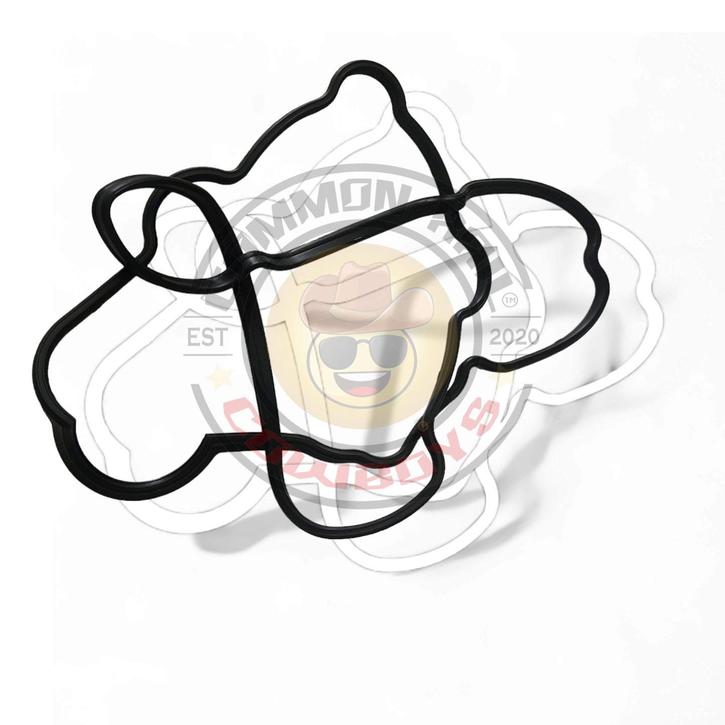 Common Rail Cowboys 1KD rocker cover gasket for injector and rocker cover fitting kit, showing gasket and engine components.