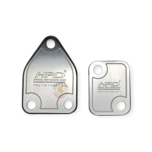 HPD Special Parts 4JJ3 EGR delete plates showing metal plates designed for emission system removal.