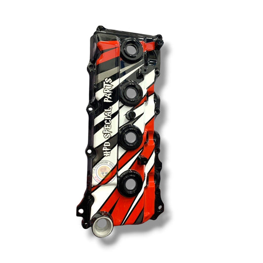 HPD Special Parts 1KD Alloy Rocker Cover showing polished metal finish and detailed casting for Toyota diesel engines