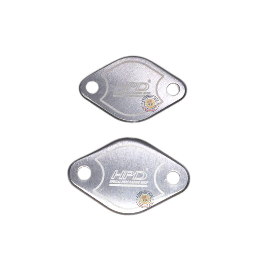 HPD Special Parts EGR delete kit plates for Toyota Hilux Prado, full EGR delete setup installed on engine.