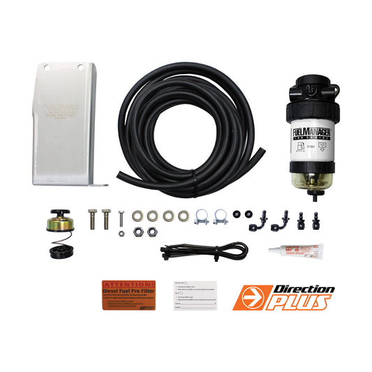 Direction Plus Dmax Colorado Rodeo 4JJ1 Pre-Filter Kit Fuel Manager Kit showing filter components and installation parts.