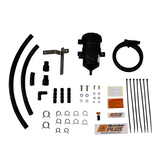 ProVent PV618DPK catch can kit components for Navara D40 YD25 2005–2015, showing the catch can and mounting hardware.