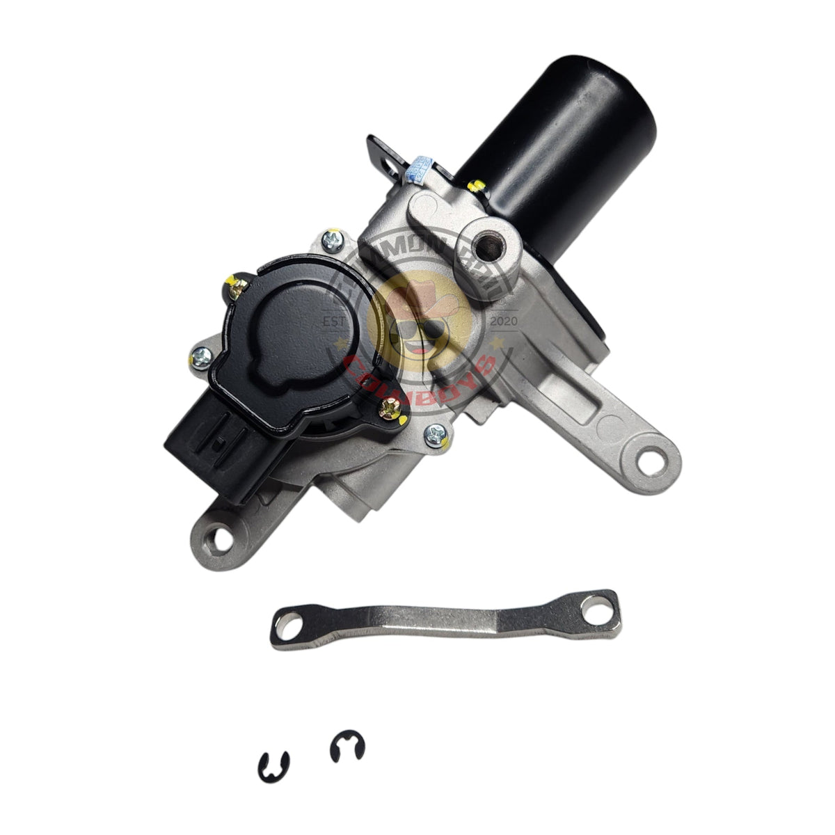 Common Rail Cowboys Prado 1KD Turbo Actuator for turbochargers, showing the metal mechanical component with mounting points.