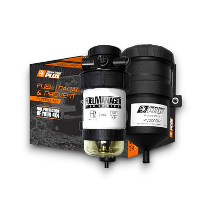 Direction Plus Prado 155 pre-filter and catch can combo kit for improved engine filtration and performance.