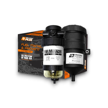 Direction Plus D-MAX, MU-X, BT-50 Fuel Manager and ProVent Catch Can Combo Kit FMPV645DPK, showing components and setup.