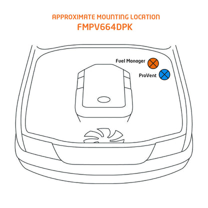 Fuel Manager Pre-Filter and Provent Ultimate Catch Can dual kit installed on a vehicle, showing mounting location.