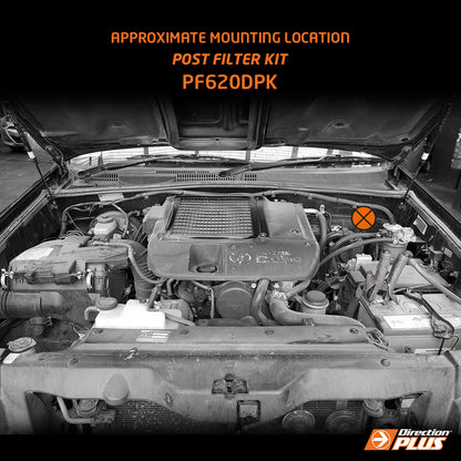 Direction Plus Prado 120/150/155 PF622DPK post-filter installed in engine bay for diesel protection.
