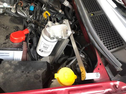 Direction Plus D-Max / MU-X Pre-Filter Kit PL601DPK installed, showing the preline filter system for vehicle air intake protection.