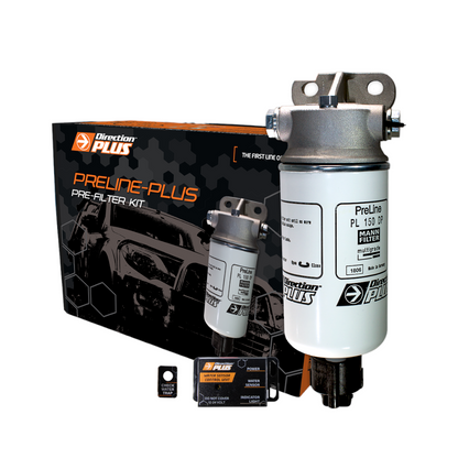 Direction Plus MUX Pre-Filter 4JJ3 with in-cab alarm for 2020+ vehicles, part of Preline Kits, shown in image.