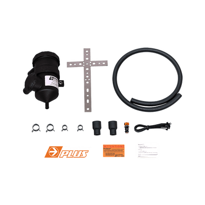 Direction Plus Hilux N70 ProVent catch can kit for 2005-2010 models, non-VSC version, with hoses and mounting components visible.