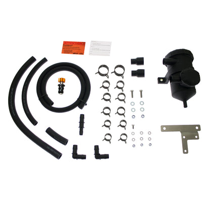 GU Patrol Direction Plus Provent Catch Can Kit for 2006-2018, vehicle engine catch can with black and silver components.