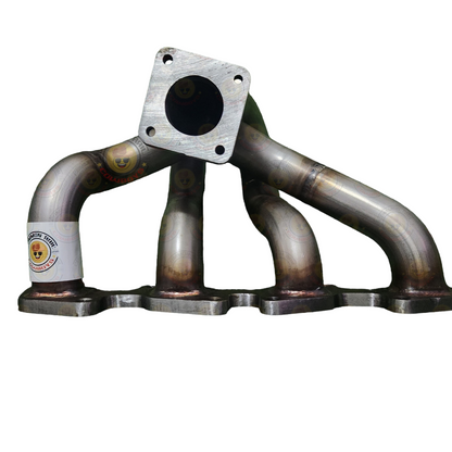 Stainless steel exhaust manifold for F44 and F55, model 4JJ1/4JJ3, by PPRC, shown in a detailed image.