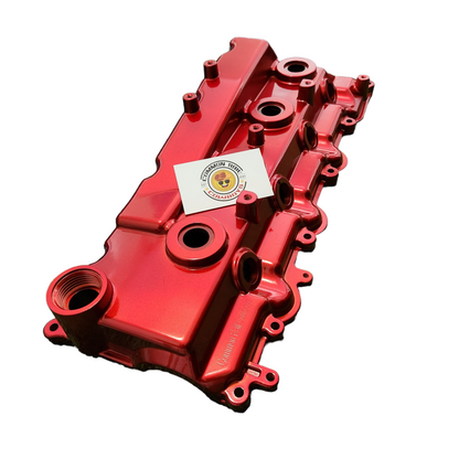 Coloured aluminium rocker cover for diesel engines by Common Rail Cowboys, featuring a sleek and durable design.