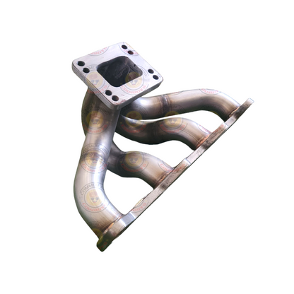 Stainless steel 1KD T3/T4 exhaust manifold by PPRC showing the detailed metal construction and flange design.