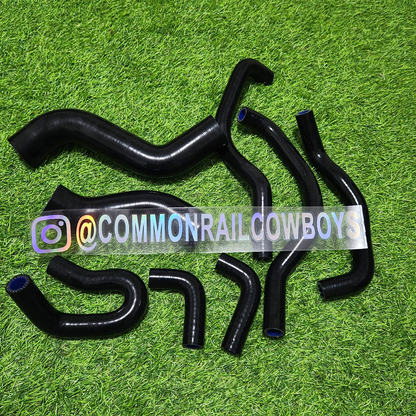 Silicone coolant hose set for Toyota Hilux N70, made by Common Rail Cowboys, with multiple hoses shown in the image.