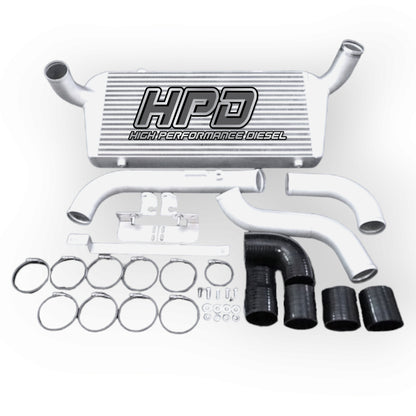 High Performance Diesel N70 Hilux Series 2 intercooler kit with large aluminum intercooler and piping for enhanced engine cooling.
