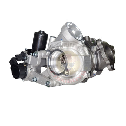 Toyota Landcruiser turbocharger set with RHS and LHS turbos from Common Rail Cowboys, showing detailed metal components.