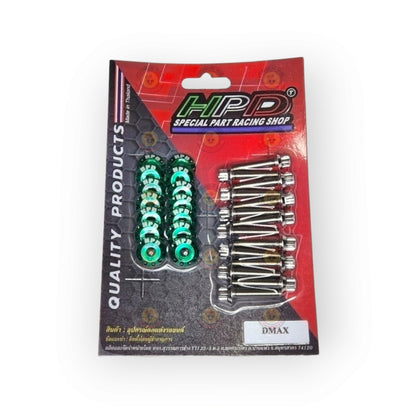 HPD Special Parts 4JJ1 rocker cover bolt and washer set, showing metal bolts and washers for engine cover assembly.
