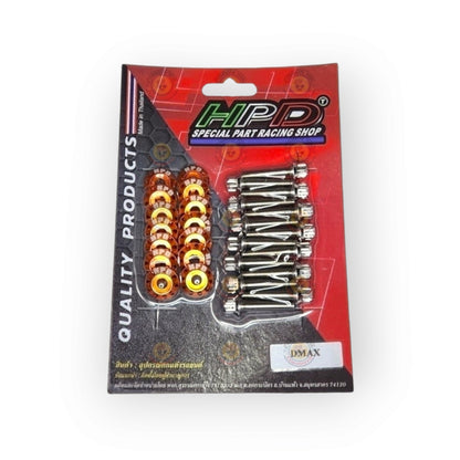 HPD Special Parts 4JJ1 rocker cover bolt and washer set with metal bolts and washers arranged in a set for engine maintenance.