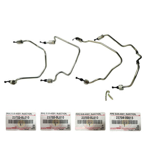 Toyota Hilux 1KD injector line kit for Euro 3 non EGR cooled engines, 2005-2008, shown with metal fuel lines and fittings.