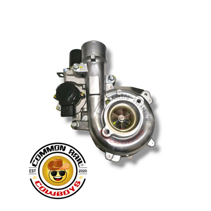 Common Rail Cowboys Prado 1KD Turbo standard turbocharger, showing metallic turbine and compressor components.