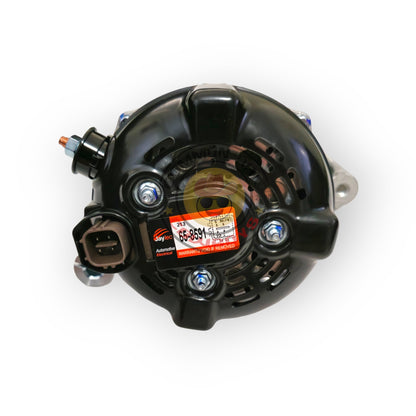 Jaylec 100A Hilux alternator showing metallic body with mounting brackets and electrical connections for vehicle use.