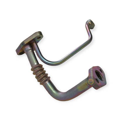 Toyota 1KD turbo oil feed and drain pipe, genuine parts, showing metal pipes with fittings for turbocharger oil flow.