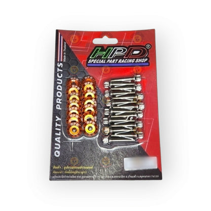 HPD Special Parts stainless bolt and washer set for rocker cover, includes durable bolts and washers for engine maintenance.