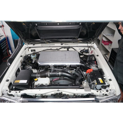 High Performance Diesel Toyota Landcruiser 70 Series 1VD intercooler, Series 2 top mount for V8 engine, visible with durable construction.