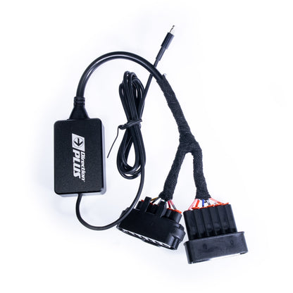 Top view of Direction Plus TR+ 4N15 Triton Pajero throttle controller TR0601DP showing plug connections and control unit.