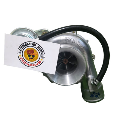 PKS 46mm Turbo for 1KD and 4JJ1 engines, showing the compact turbocharger with turbine and compressor wheels.
