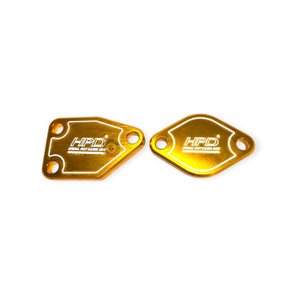 HPD Special Parts 4JJ1 EGR delete plates for 2006-2014 Nissan trucks, showing black metal EGR block-off plates.