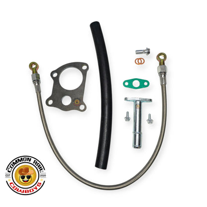 Flex Turbo Kit for N70 Hilux 1KD with low-mount setup, featuring turbo components and mounting hardware.