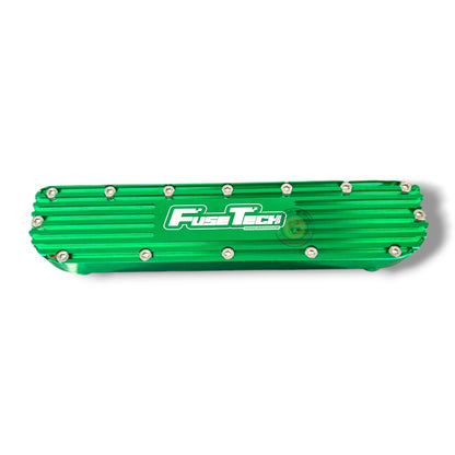 FuseTech Performance billet aluminum oil cooler upgrade with sleek design for enhanced engine cooling.