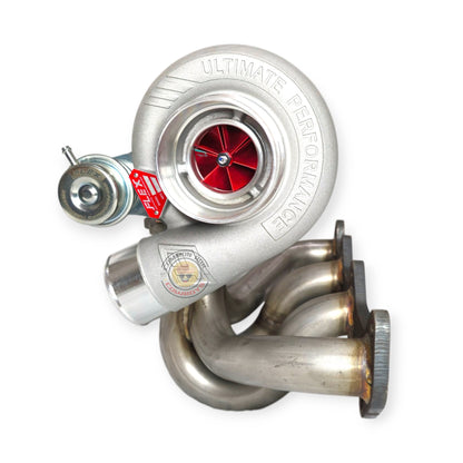 Flex F55 Boost X Kit turbo kit with high-mount setup, N70 1KD engine, 45 PSI boost, and 300+ RWHP turbocharger components.