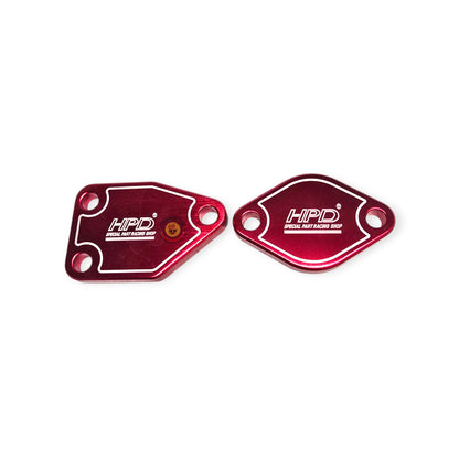 HPD Special Parts 4JJ1 EGR delete plates for 2006-2014 Nissan engines, showing metal plates designed to block EGR system.