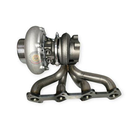 Flex F55 Boost X Kit turbo kit with N70 1KD, high-mount turbo, 45 PSI, supporting over 300 RWHP, shown in image.