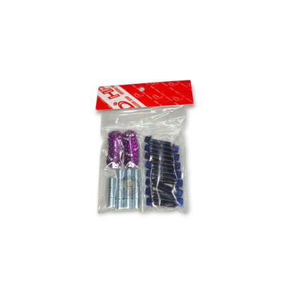 HPD Special Parts Ti Burnt Blue Rocker Cover Bolt Set for Euro 4 / 4JJ3 engines, featuring metallic blue finish and durable construction.