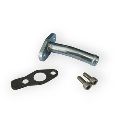 Turbo oil feed and drain pipe for BMW F44, F46, 3000 Pro, F55 by Common Rail Cowboys, showing the metal pipe with fittings.