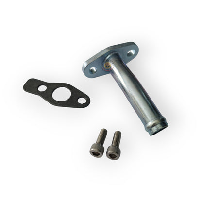 Turbo drain pipe for F44, F46, 3000 Pro, F55 diesel engines by Common Rail Cowboys, showing metal construction and fittings.