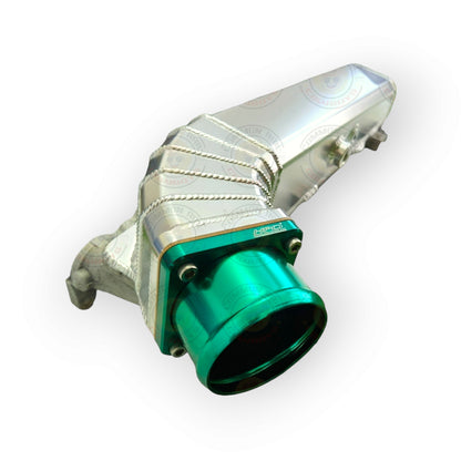 HPD Special Parts 1KD HPD Intake Manifold in lobster style, showcasing the polished aluminum design and multiple intake ports.