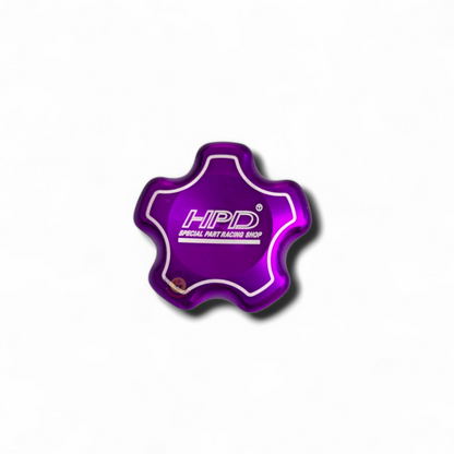 HPD Special Parts 4JJ1 / 4JJ3 billet oil cap from 4JJ Bling Parts, shiny metal engine oil cap with engraved branding.